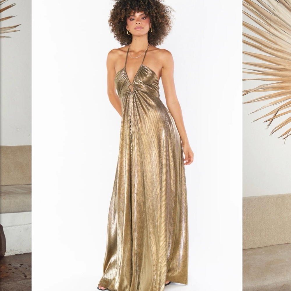 Show Me Your MuMu Gold Maxi Dress